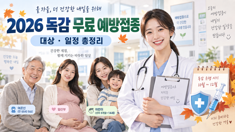 2026 독감 무료 예방접종 대상·일정 총정리|어린이·임신부·65세 이상 접종 날짜와 병원 찾기 1 ChatGPT Image 2026년 9월 16일 오후 08 04 29 1
