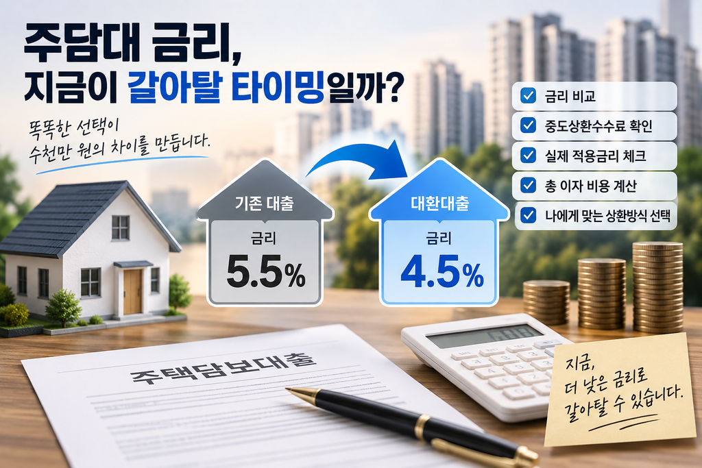 주담대 금리 상승, 대환대출 갈아타기 전 꼭 확인할 7가지 1 ChatGPT Image 2026년 9월 18일 오후 07 46 57